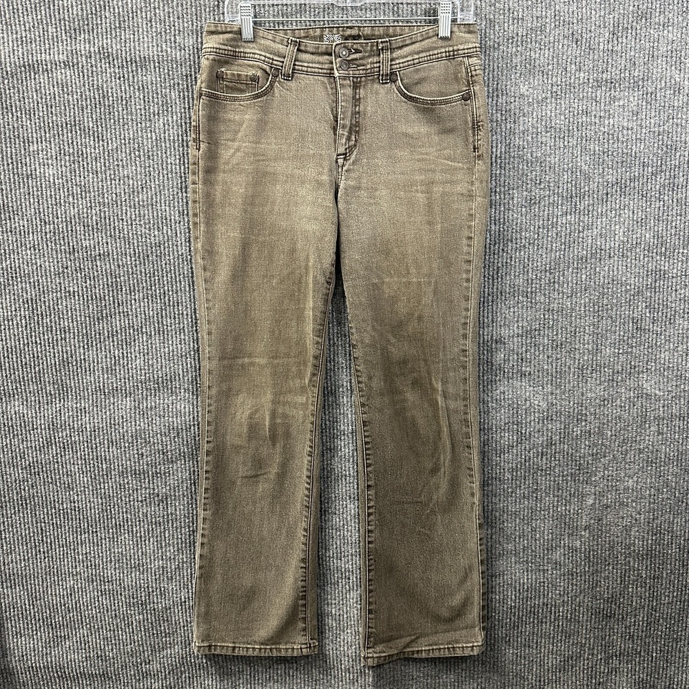 Anne Klein Metropolitan Bootcut Jeans‎ Womens Size 8 Brown Mid Rise Flap Pockets